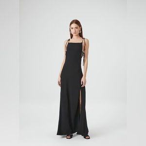Satin Tie-Strap Maxi Dress